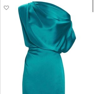 Michelle Mason Teal silk Dress, new with tags.